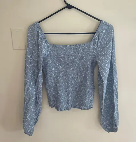 American Eagle Off The Shoulder Blue Long Sleeve Top