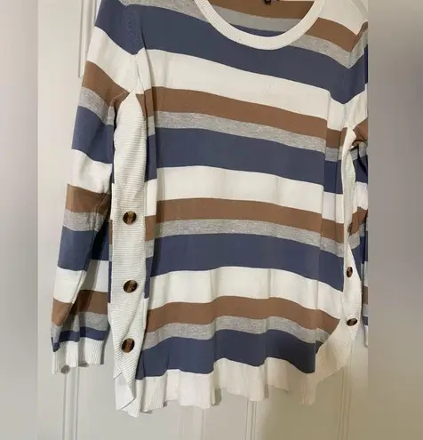 Lety & Me Striped Lightweight Sweater Size 2X Nautical Neutrals Rayon Blend Blue - Image 4