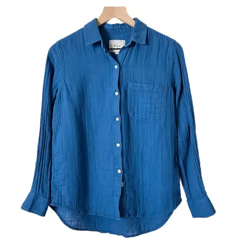 Rails Ellis Shirt Cobalt Blue Gauze Cotton Button Down Long Sleeve Top Size XS