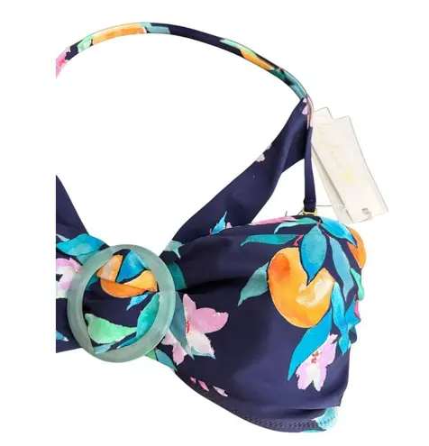 La Blanca Sunshine Navy Peach Halter Fruit Floral 2 Piece Bikini Swimsuit Set 8