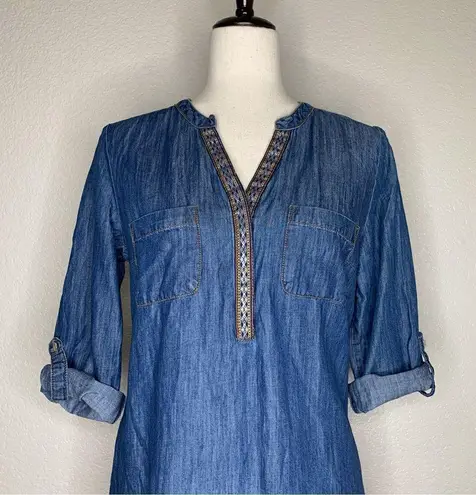 Spense Lyocell Blend Women’s Blue Chambray Shirt Dress Size 6