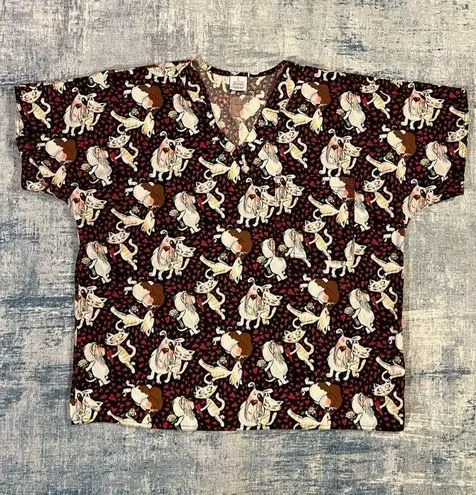 SCRUBS Dog Cat Heart Love Scrub Top Large