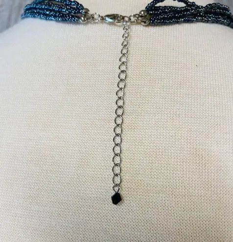 Beaded Necklace Multistrand Center Glass Focal Donut Bead Multicolor Adjustable