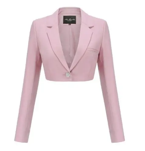 NWT Nana Jacqueline Stella Cropped Blazer Diamond Crystal Single Button Purple Size M