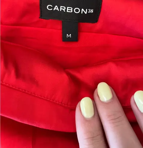 Carbon 38 Red Satin Midi Skirt
