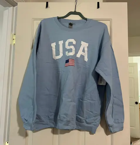 Pink Lily Light Blue USA America Sweatshirt