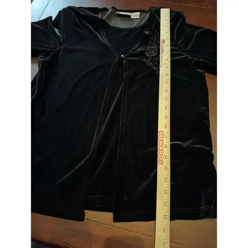 Alfred Dunner Woman 8 Petite Black Velour Shirt Pants Pajama Set Elastic Waist