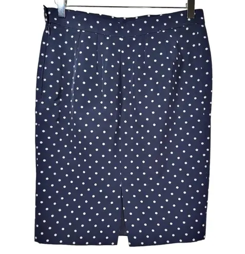 Vintage Yves Saint Laurent Polka Dot Pencil Skirt in Navy/White Blue Size 6