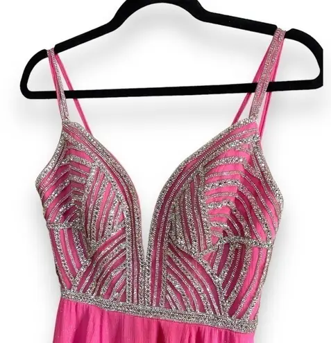 Vienna Prom Dress Pink with Silver Rhinestones Size 2