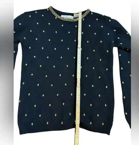 Westbound Black with Gold Embellishments Crew Neck Sweater Sz S Lambswool Blend