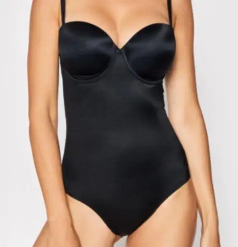 Maidenform Sz 38D Tummy Shaping Bikini Black Bodysuit Lift Body Shaper Stretch