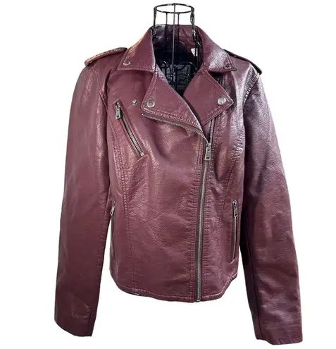 Levi's  Vegan Faux Leather Classic Motorcycle Jacket Burgundy Size Medium