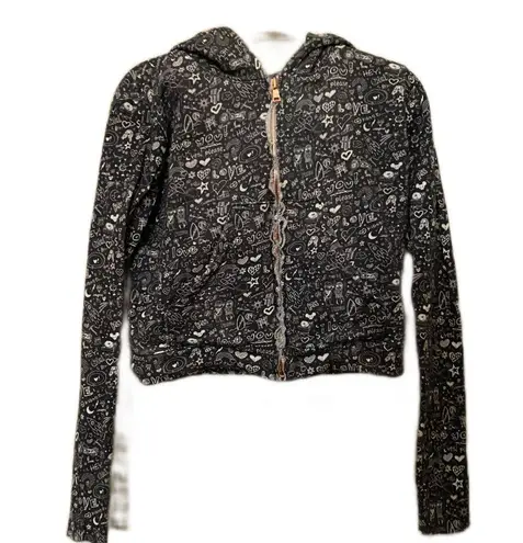 Frank & Eileen Rare Graphic Doodle Patterned Grey Hoodie Silver