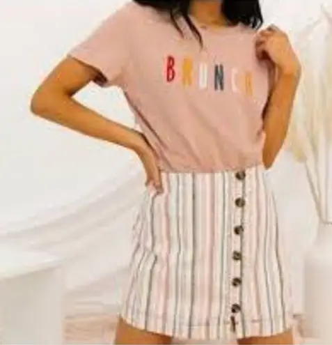 Blank Paige Brunch rainbow embroidered L basic tee