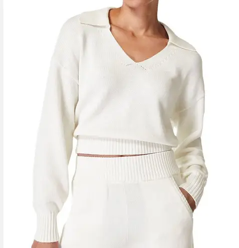 Sweaty Betty Coastal Relaxed Cotton Silk Knit Sweater in Lilywhite White Medium