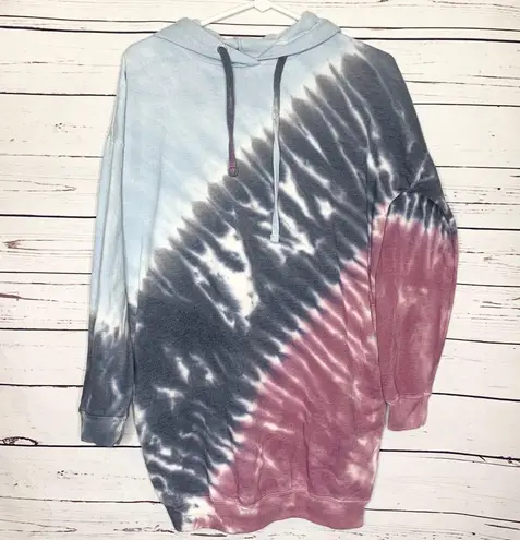 Rue 21 The Cozy Collection Oversized Tie Dye Hoodie Size Small Mauve Pink Gray Sky Blue