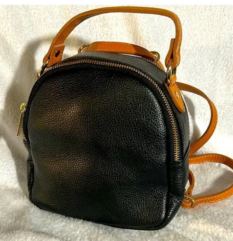 Divina Firenze black Pebbled Leather Convertible Top Handle Backpack Crossbody