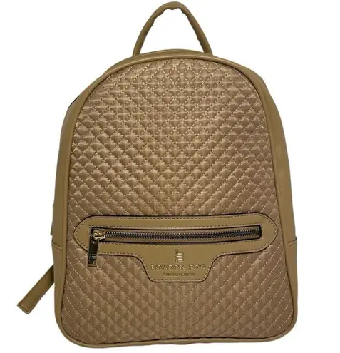 London Fog Peter Nylon Quilted Backpack in Latte New with Tag Sealed in Bag