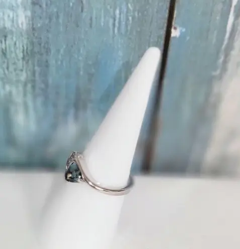 Blue Kyanite & CZ Silver ring size 6