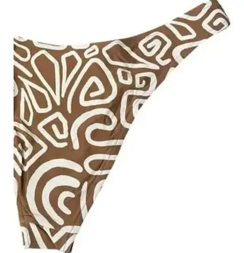 Stone Fox Swim NWT Luka Bikini Bottom Rawhide Swirl Print Cheeky Swim XL Brown
