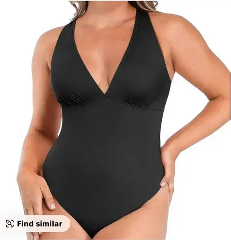 Shapellx Sculpt Ruched Plunge Shaping Tummy Control Swimsuit Black Size XL - Image 1