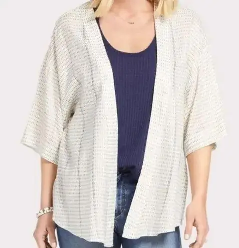 Allison Joy Evereve Cream/Copper Print Kimono Style Open Front Top size XS/S