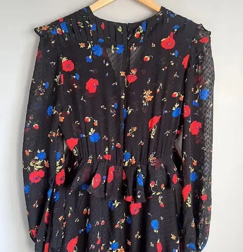 The Kooples Paris Black Daydream Flowers Silk Mini Dress Size 0