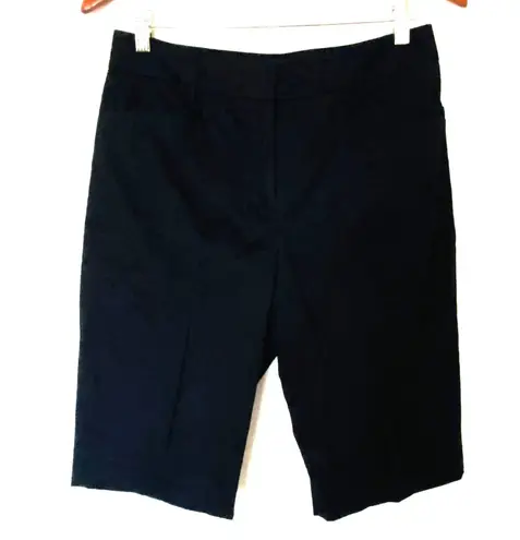 Pendleton Modern Black Cotton Stretch High Rise Bermuda Pockets Minimal Shorts 6