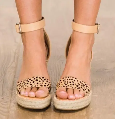Soda Cheetah print espadrille wedge sandal