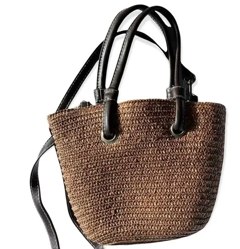 Coastal Grandma Mini Wheatstraw Tote Crossbody Strap Bag Brown