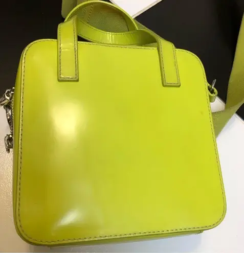 Kara Pinch Shoulder Leather Bag Lemon Lime Yellow-Green Citrus Highlighter Neon