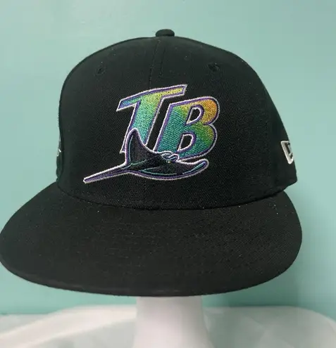 VINTAGE Tampa Bay Devil Rays New Era Hat 7 5/8 Black Wool Cooperstown