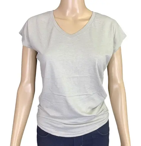 Anvil Womens T Shirt Top Lightweight Capped Sleeve Stretch Casual Beige Small