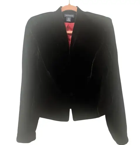 90’s Vintage Ann Taylor Silk Blend Velvet Blazer Jacket Black Size 6 Brown