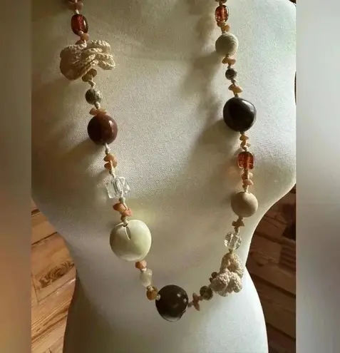 Crochet mixed bead and media necklace from France Brown