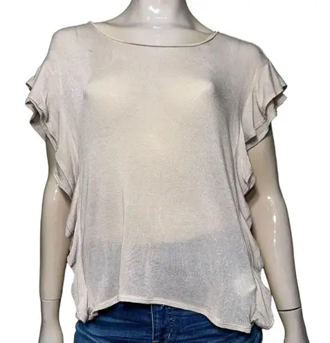 IRO  Women’s Size S Beige Tan Dalia Ruffled Sides Jersey Shirt Top