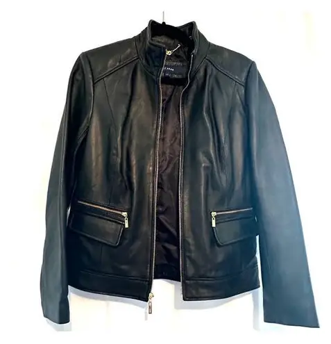 Cole Haan  womens Black Leather lambskin jacket Size M/M