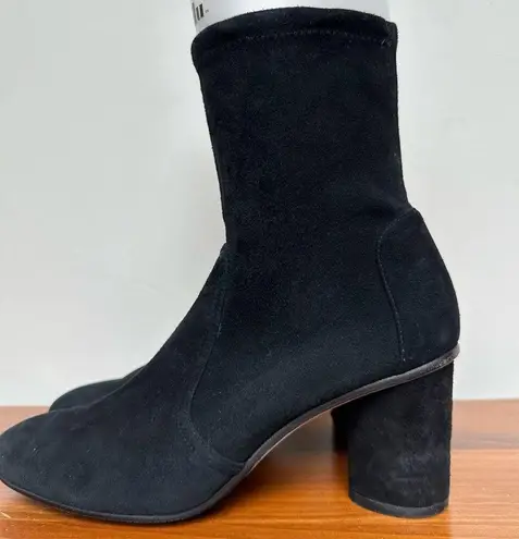 Stuart Weitzman  Black Suede Ankle Chunky Heel Boot 9.5