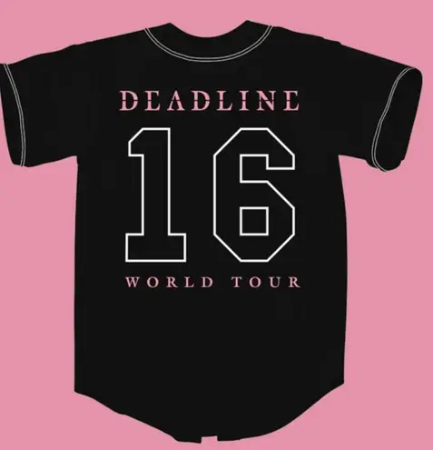 BLACKPINK 16 OFFICIAL DEADLINE TOUR Baseball Jersey NEW size XL w sticker Pack Black