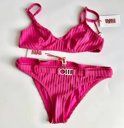 Solid & Striped NWT The Rachel Belt Top & Bottom Set Solid Rib Orchid Women's M