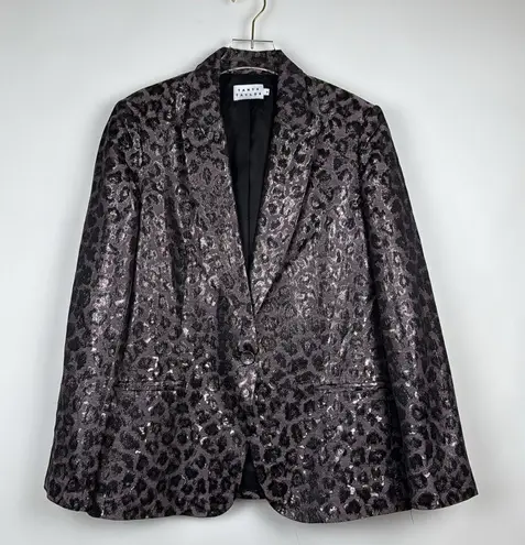 Tanya Taylor Analiese Metallic Leopard Print Blazer Size 8