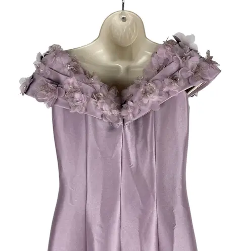 Terani Couture Floral Off Shoulder Long Gown Mauve Size 4 2021E2799