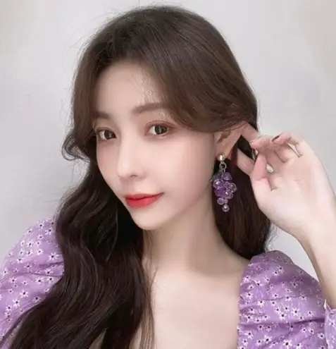 Fashion Creative Purple Grape Dangle Drop Earrings for Women Girls