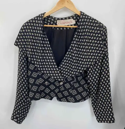 Vintage Marsha Brander for Componix Southwest Blazer Skirt Set sz 6 Acrylic Wool Black