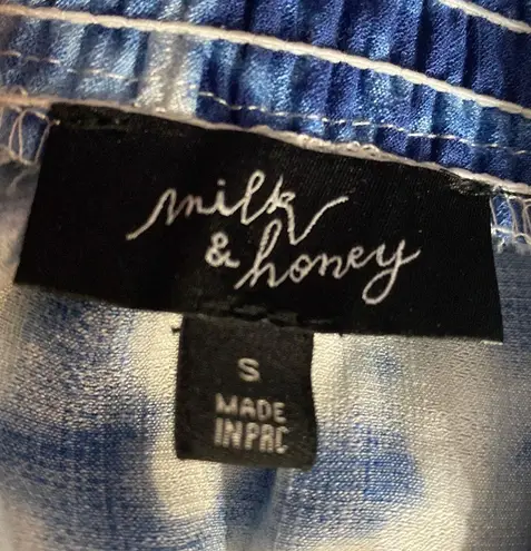 Milk and Honey Blue white wash cropped top with tie back- Size Small