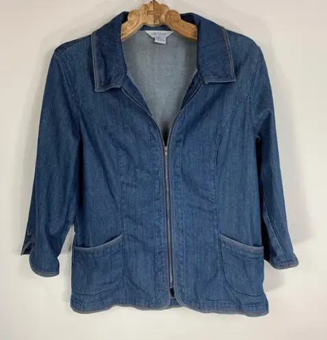 Denim Jacket Sz Small Rainbow Stitch Detail Sz Small Blue