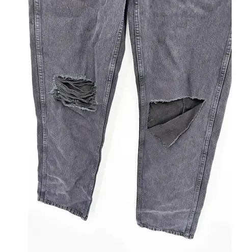 RE/DONE 90s High Rise Loose Fit Relaxed Straight Leg Washed Black Ripped Jeans