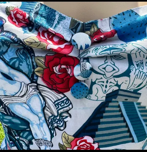 Hell Bunny Amor Eterno (Eternal Love) white,blue,red spaghetti strap dress Sz S