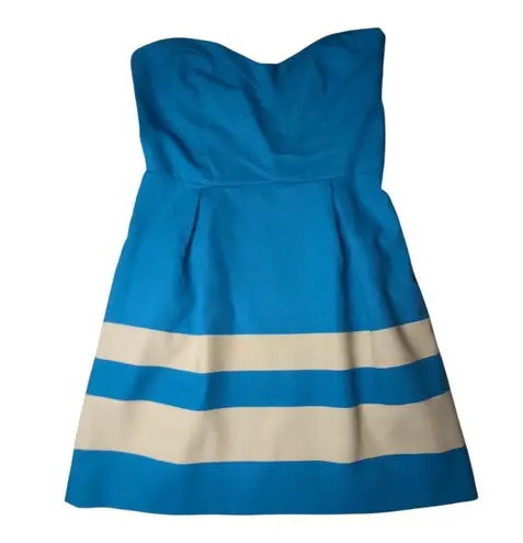 Zara TRF Strapless Mini Dress Womens Medium Coastal Striped Sailor Party Wedding Blue