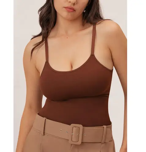 Shapermint Essentials All Day Every Day Scoop Neck Cami Top Womens L Chocolate Brown Size L